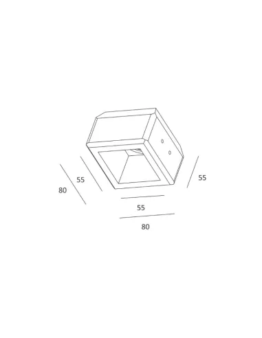 Spot encastré carré GU10 pour plâtre, 80 x 80 x 50 mm, avec supports réglables pour plaques de plâtre de 9 à 15 mm.