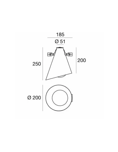Linea light 59223 Halley e27 cône polyc opale chrome