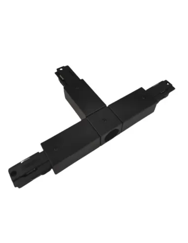 Conector en T trifásico Eutrac con alimentación derecha, negro