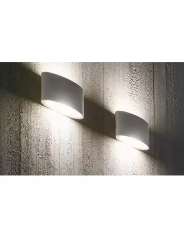Applique murale ovale LED Zafferano ld0030g3 2x4w 3K IP54 grise 140x70x47mm