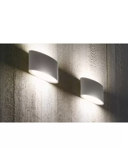 Zafferano ld0030g3 ovalino parete led 2x4w 3k ip54 grigio 140x70x47mm