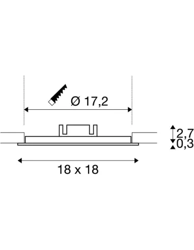 Ltb 162803 Senser recessed ceiling light, square, grey