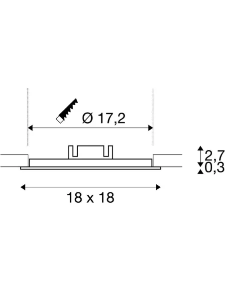 Plafonnier encastré Ltb 162803 Senser, carré, gris