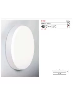 Applique murale Ego Luce 428040 Rondo 55W 2Gx13 FC T5 grise