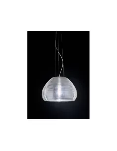 Son 1 sospensione vetro soffiato ondulato trasp 1x150w e27