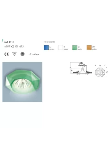 Noble Lighting 4115//ve spot encastré fixe dicr 50mm