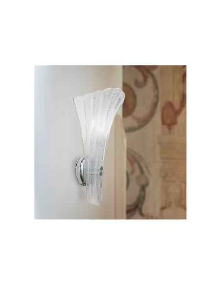 Leucos 050727 contessina parete vetro bianco satinato montatura grigio artico e27 100w