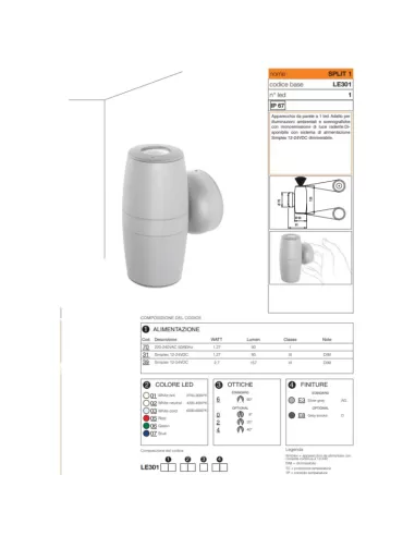 Domino LED 7E3012302FE2 split 1 230 V NW FLD couleur noire