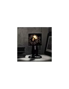 Table de chevet Viabizzuno A2 541 01 Riccami E14 40W 240V recouverte de velours noir