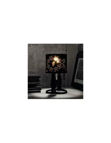 Table de chevet Viabizzuno A2 541 01 Riccami E14 40W 240V recouverte de velours noir