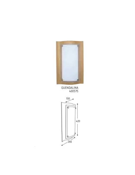 Plafonnier Poliplast 400575 Guendalina en bois avec abat-jour en verre dépoli 2G7 2x11W