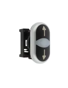 Bouton-poussoir double lumineux Eaton M22-ddl-s-x7/x7, à ressort, noir/noir, avec flèches