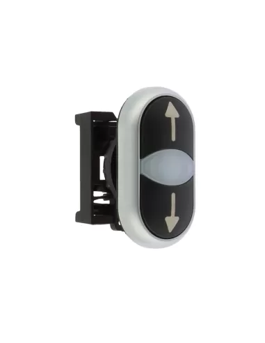 Bouton-poussoir double lumineux Eaton M22-ddl-s-x7/x7, à ressort, noir/noir, avec flèches
