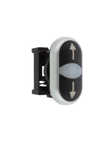 Bouton-poussoir double lumineux Eaton M22-ddl-s-x7/x7, à ressort, noir/noir, avec flèches
