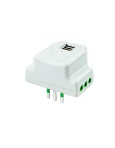 Fanton 87800 adattatore da s11 a 3p11 2usb bianco