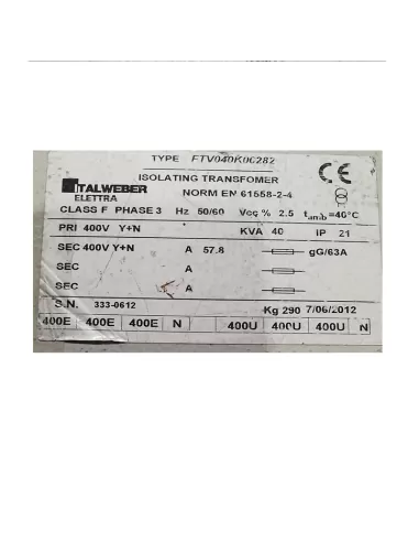 Trasf fotov in cassetta 40kva ip21