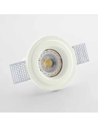 Round GU10 plaster recessed spotlight 120x80x50 with white reflector included and adjustable brackets for 9-15mm plasterboard