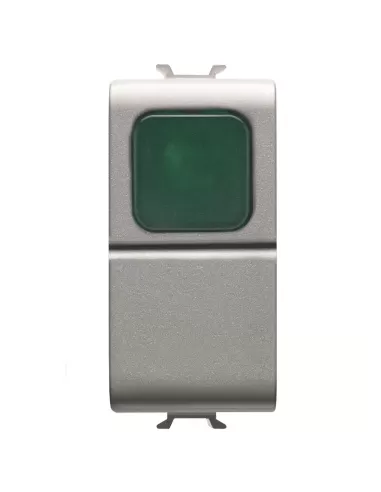 Gewiss gw14142 pulsador 1m 1p na 16a titanio luz verde