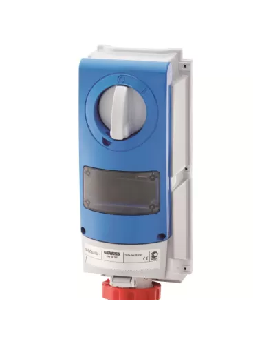 Gewiss gw66830 fixed interlocked vertical socket without bottom, watertight, for mounting modular equipment, heavy-duty use - 2p