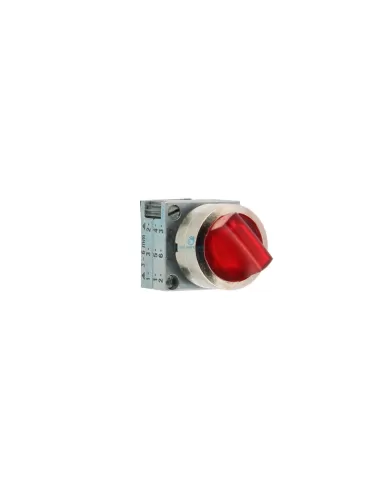 Siemens 3SB35012SA21 Heavy Duty Selector Switch, Red Illuminated, 3 Fixed Positions