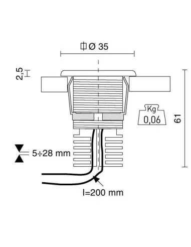 Côté E886-M-LBN-C Yeux B LED cob 3,5 W 4000 K avec ressort