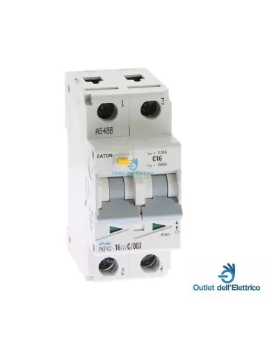 Eaton Pkp42-16/2/c/003 interruttore magnetotermico differenziale 2p 16a 0,03-ac 4,5ka