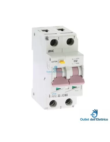 Eaton 111612 Pkp42-32/2/c/003 interruttore magnetotermico differenziale 2p 32a c0,03-ac 4,5ka