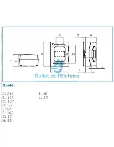 Hager B06521 Tableau mural gris IP65 4 modules