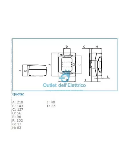 Hager B06521 Centralita de pared gris IP65 4 módulos