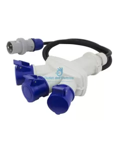 Scame Parre 606.3015-062 Dreifachadapter 2p+t mit IP44 16a-Kabel