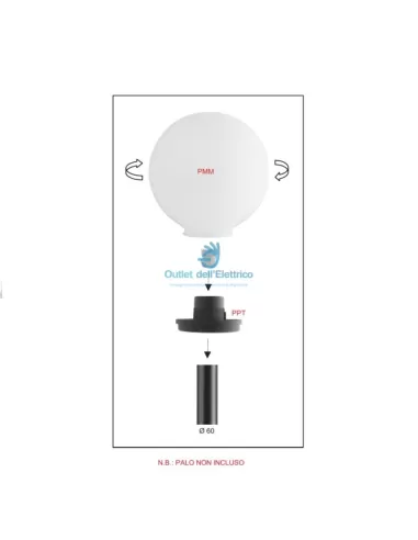 Esfera transparente d300 pmma e27 75w