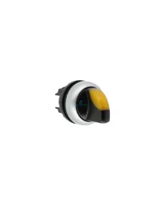 Selector de palanca iluminado amarillo Eaton M22-wlk-y con 2 posiciones de impulso