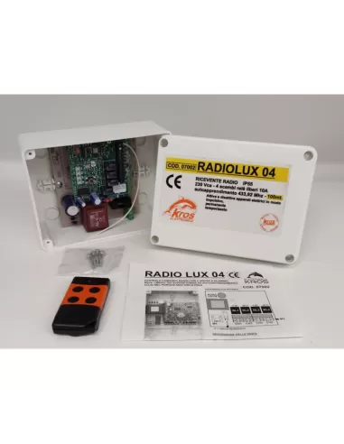 Récepteur radio Radiolux 04 à 4 canaux à apprentissage automatique, 433,92 MHz, IP65