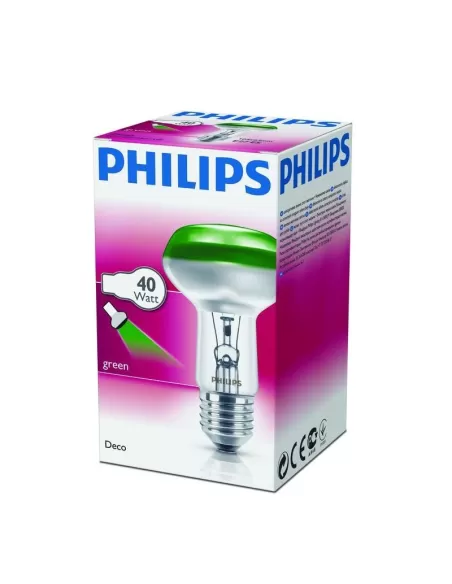 Ampoule à incandescence Philips 40NR63VE 40 W E27 verte
