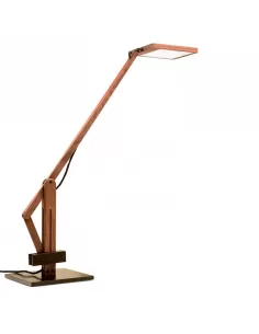 Lampe de table LED 9W Leucos 0009828, hêtre naturel, avec pince de fixation.