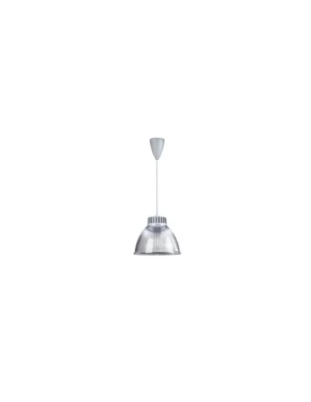 Suspension tendance à pied 45005, dôme transparent nervuré en aluminium E27 150 W, câble Tess Gri