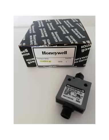 Interrupteur de fin de course à bouton-poussoir Honeywell 914ce18-q1, 5 A, 250 V, IP66, boîtier métallique avec connecteur.