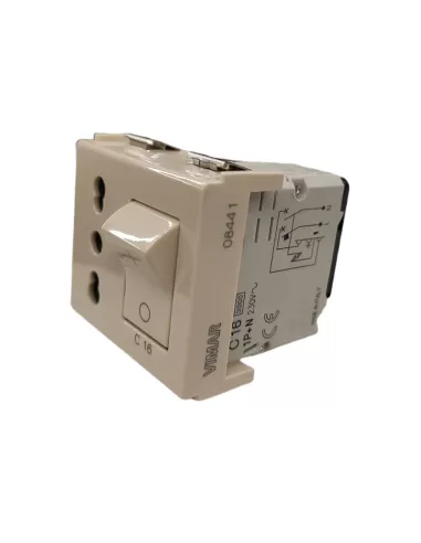 Vimar 08441 2P T 16A P17/11 socket with C16 Series 8000 thermal magnetic switch
