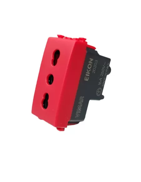 Vimar 20203.R 2P T 16A Prise à double poussoir bidirectionnelle rouge