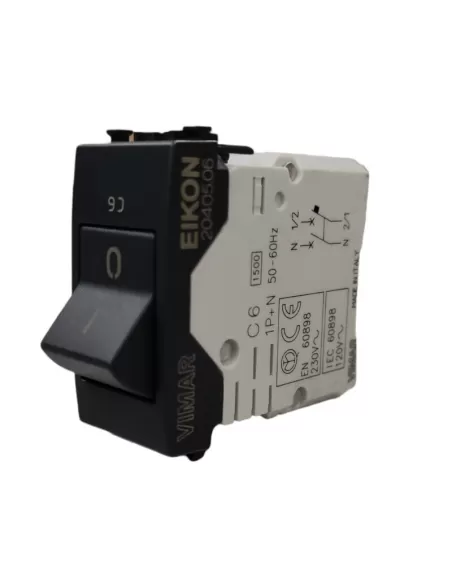 Vimar 20405.06 1P N C6 120-230V Grey Magnetothermic Switch