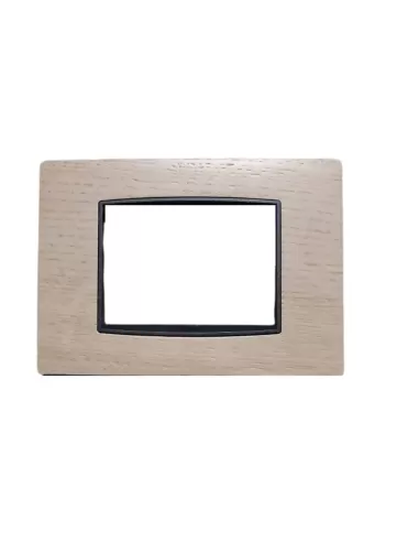 Vimar 20653.32 Classic Plate 3 Modules White Oak Black Internal Frame
