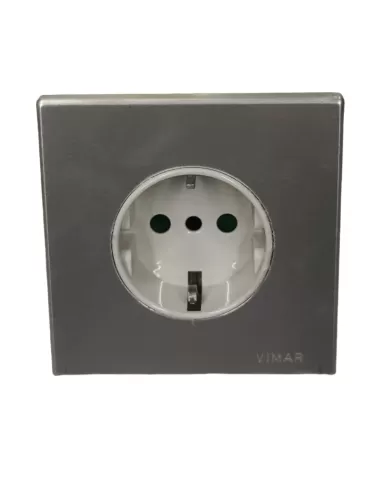 Vimar 08614 2P T 16A Schuko P30 Socket Aluminum Plate Round Box D 65