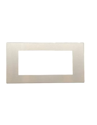 Vimar 08658 Placa a presión de aluminio de 4 posiciones color dorado sin pretaladros, serie 8000