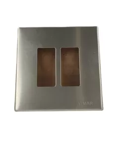 Vimar 08606 Plaque à clipser en aluminium à 2 portes, couleur ivoire série 8000