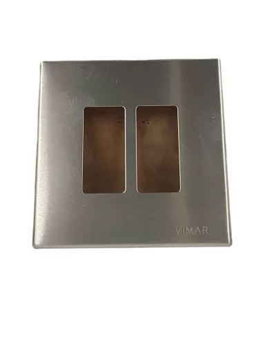 Vimar 08606 Plaque à clipser en aluminium à 2 portes, couleur ivoire série 8000