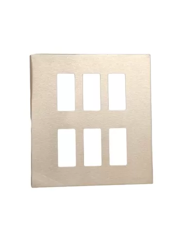Plaque Vimar 08640 à 6 trous en aluminium anodisé or, série 8000