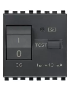 Vimar Eikon 20411.06 Interrupteur thermique magnétique différentiel 1P N C6 10Ma Gris