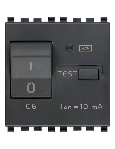 Vimar Eikon 20411.06 Interrupteur thermique magnétique différentiel 1P N C6 10Ma Gris