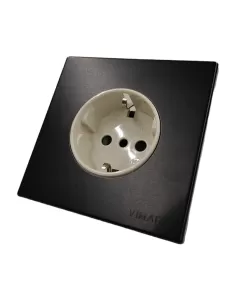 Vimar 08614.N Conector hembra a presión 2P T 16A P30 negro, placa metálica alemana serie 8000
