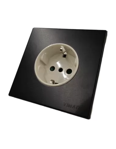 Vimar 08614.N Conector hembra a presión 2P T 16A P30 negro, placa metálica alemana serie 8000